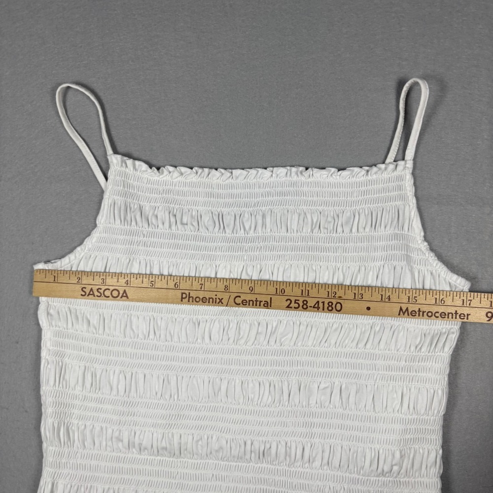 H&M Ruffled Stretchy Spaghetti Strap Cami Top Women's Size XL White Summer Tank - Picture 4 of 5